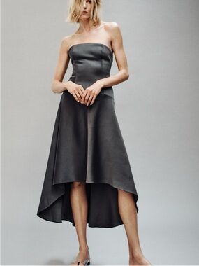 NWT Zara Woman Bloggers Fav ZW COLLECTION ASYMMETRIC SATIN DRESS Size XS